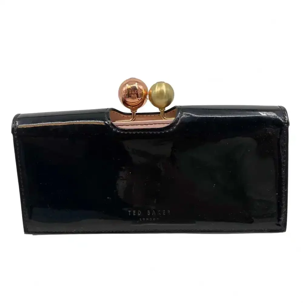 Ted Baker Black Patent Leather Clutch Wallet | Classic Style